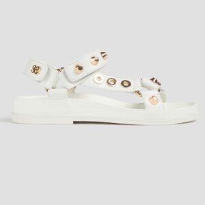 $360 New SNADRO  White Sandals with Gold Accents
